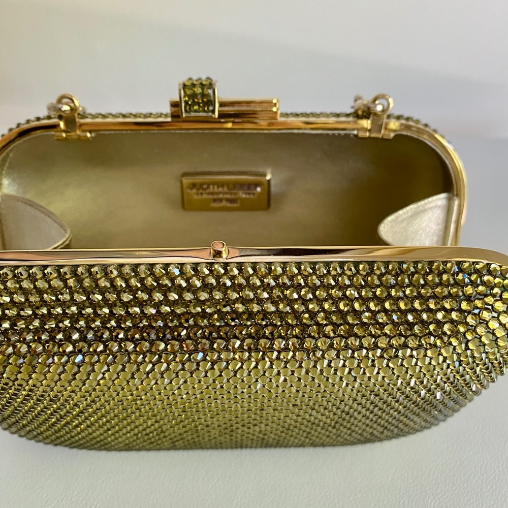 Judith Leiber Moss Green Couture Crystal Slide-Lock Bag NEW - Picture 5 of 16